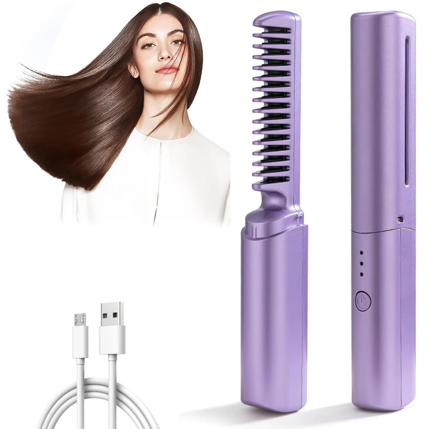 MeneStyles Premium Cordless Mini Hair Straightener (Rechargeable Hot Comb)